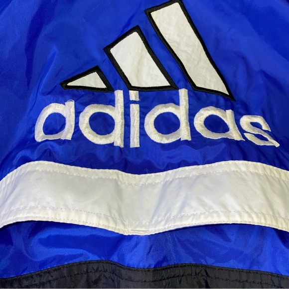 VTG Adidas Windbreaker Jacket Kids Boys Large Trefoil Blue 90s School Pockets - Picture 12 of 12